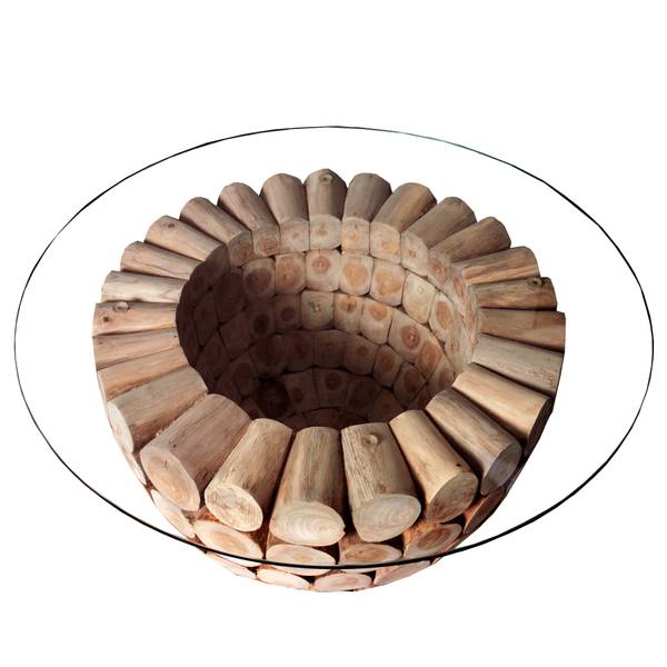 Couchtisch PURE NATURE Braun - Mango - Teakholz - Klarglas - 70 x 41 x 70 cm