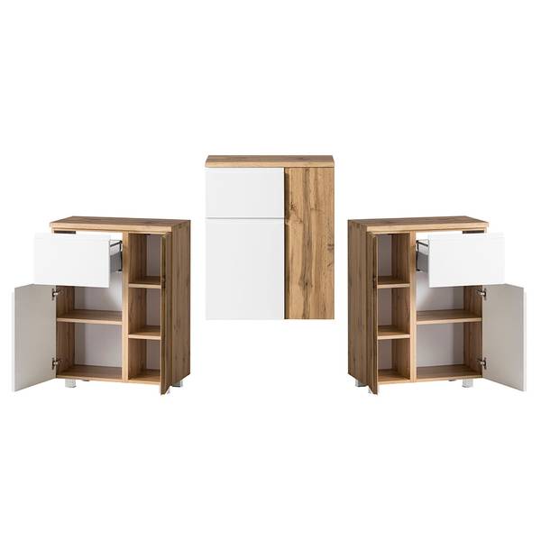 Badmöbel-Set VASTO-03-34 5er-Set Weiß - Spiegelglas - 245 x 200 x 35 cm
