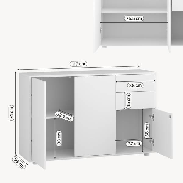 Sideboard Paarl Weiß