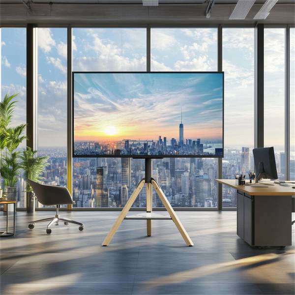 Support TV Aetheris Noir - Bois manufacturé - Métal - 90 x 130 x 90 cm