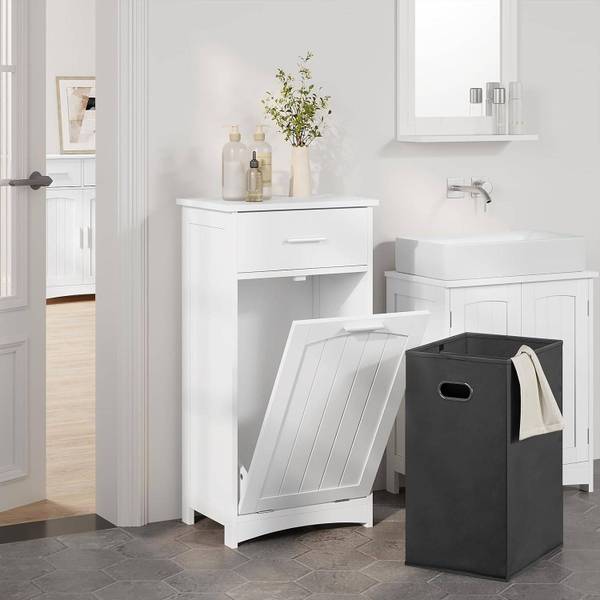 Badezimmerschrank Silke Weiß - Holzwerkstoff - Metall - 42 x 82 x 30 cm