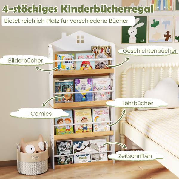 Bücherregal Kinder 39460217 Weiß - Holzwerkstoff - 61 x 130 x 15 cm