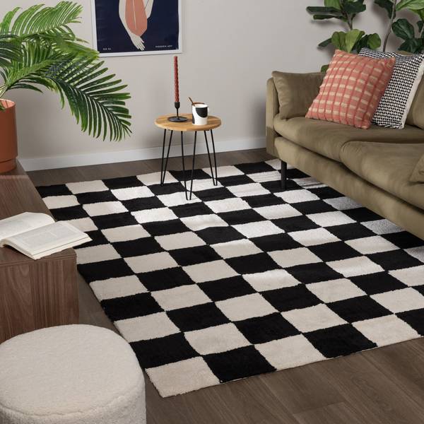 Teppich Blox Schwarz - Textil - 120 x 2 x 170 cm