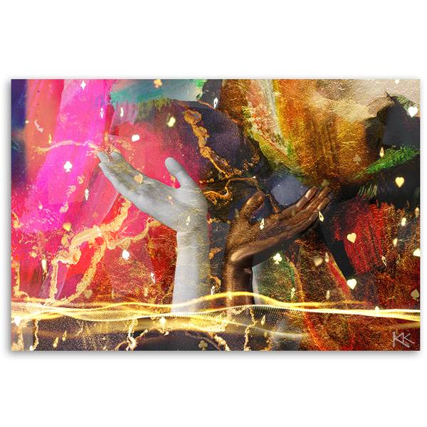 Tableau déco mains abstraction 100 x 70 cm