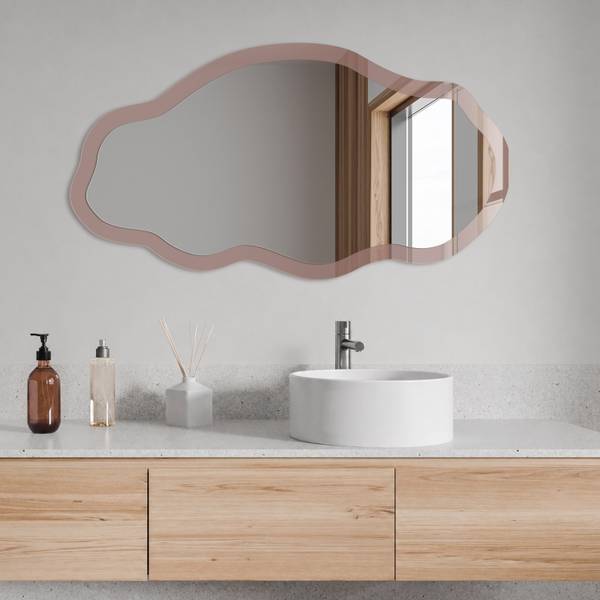 Wandspiegel Brunneum pastelli Rot - Glas - 52 x 97 x 0 cm