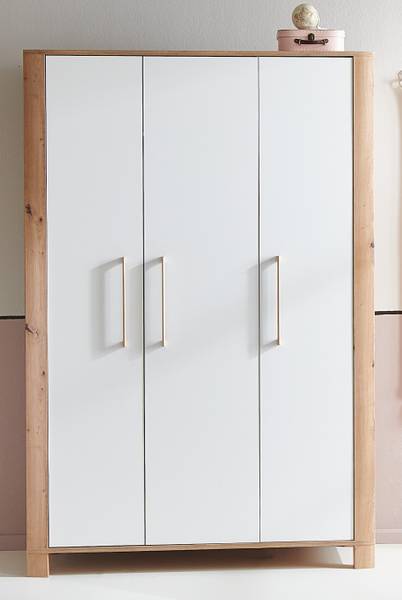 Kleiderschrank 3-türig Marlon Braun - Weiß - Holzverbundwerkstoff - 130 x 195 x 51 cm