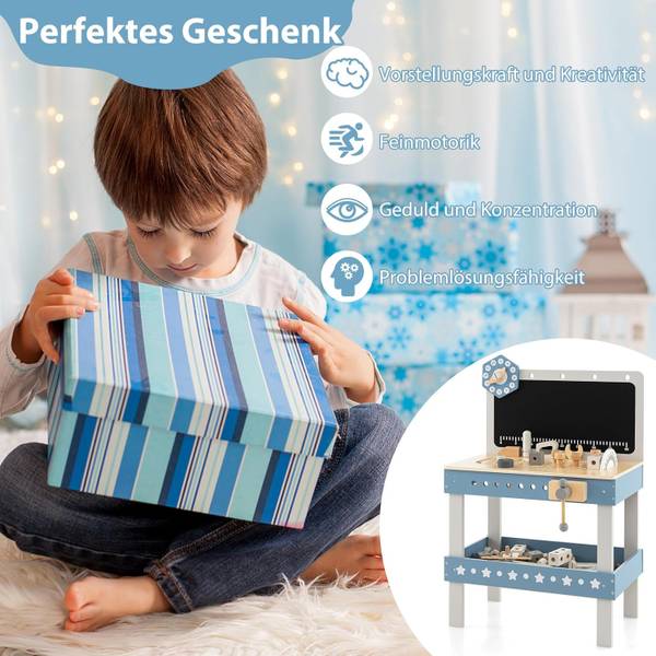 Werkbank TM10077BL Blau - Massivholz - 29 x 73 x 50 cm