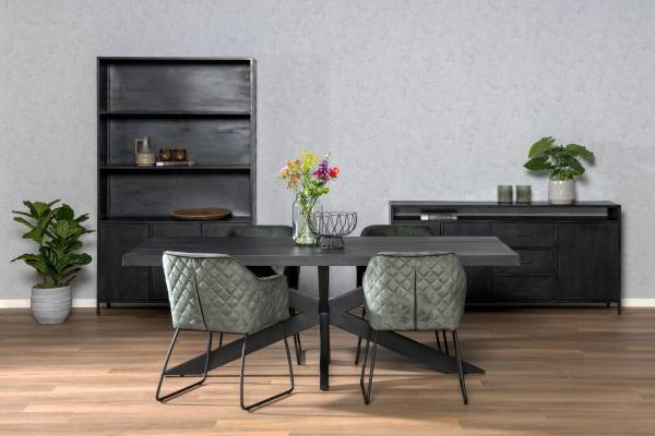 Sideboard Kala Schwarz - Massivholz - 180 x 85 x 40 cm