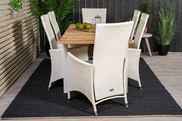 Gartenstuhl Padova 2er Set Weiß - Rattan - 63 x 110 x 69 cm