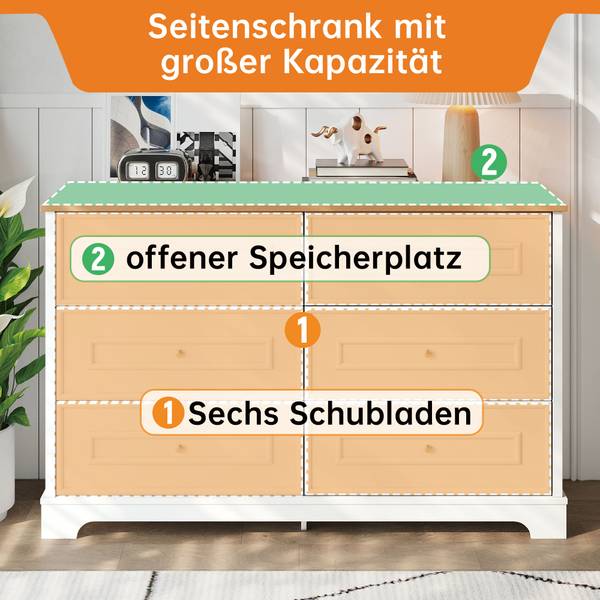 Sideboard Malia Braun - Weiß - Stahl - 120 x 76 x 40 cm