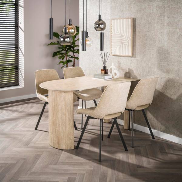 Esstisch ROMANO Beige - Keramik - 140 x 77 x 80 cm