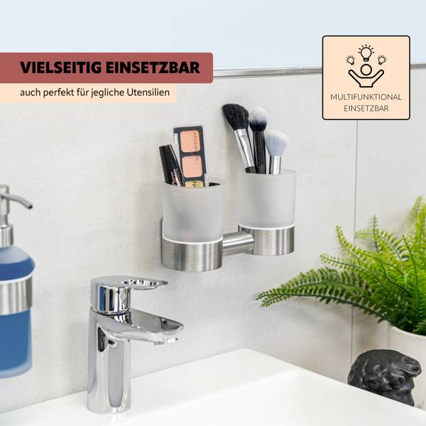 Doppelglasbecherhalter Piazza 94040 Silber