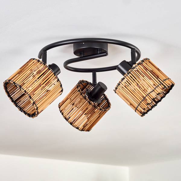 Deckenleuchte Obenetto Beige - Aluminium - Holzverbundwerkstoff - 46 x 24 x 40 cm