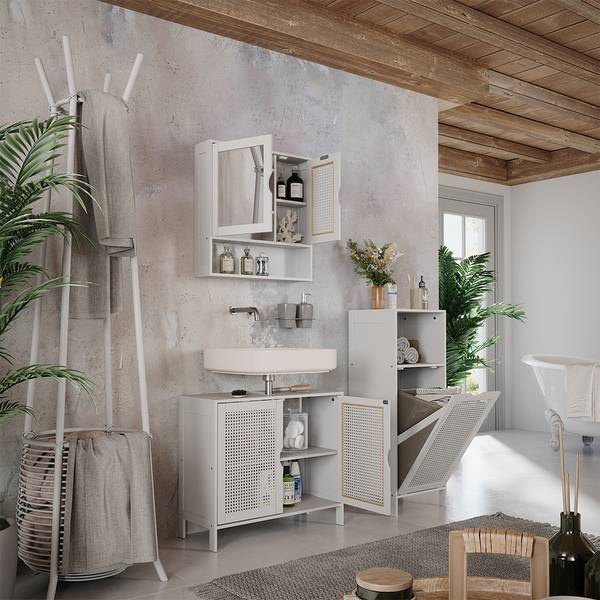 Badkamermeubelset Liora 59929 set van 3 wit - plaatmateriaal op houtbasis - 68 x 60 x 29 cm