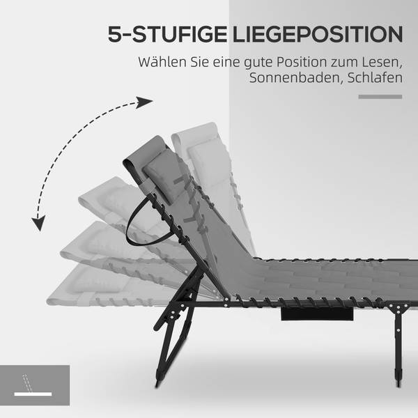 Sonnenliege 84G-268V00GY Grau - Webstoff - 188 x 36 x 65 cm