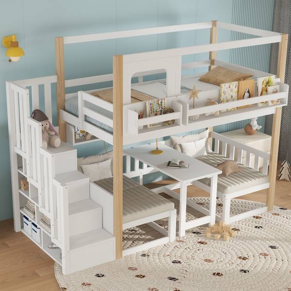 Kinderbett K-1941 Braun - Holzwerkstoff - 105 x 181 x 255 cm