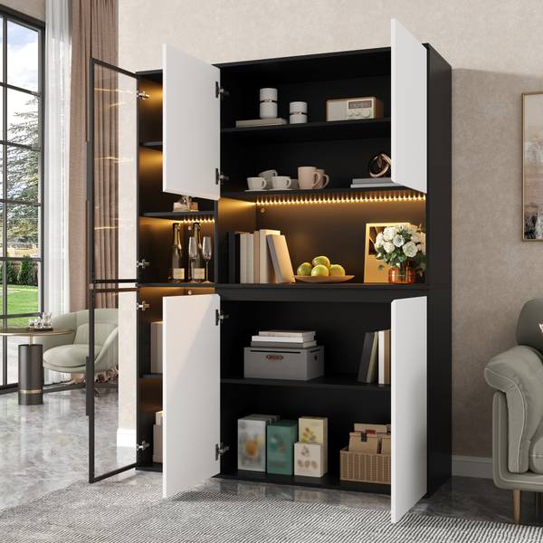 Hochschrank Ourea Ⅶ Schwarz - Weiß - Holzwerkstoff - 120 x 160 x 40 cm