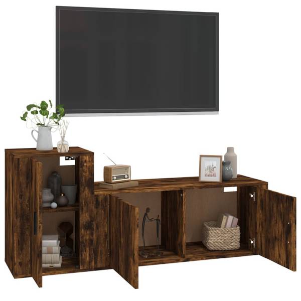 TV-Schrank 2er Set D598 Braun - Holz teilmassiv - 35 x 40 x 100 cm