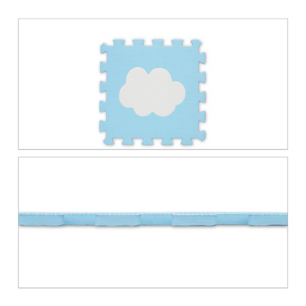 18-tlg. Puzzlematte Wolke Blau - Weiß - Kunststoff - 32 x 1 x 32 cm