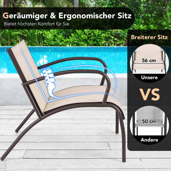 Terrassenstuhl-Set ZB33511ORDE(3-tlg.) Braun - Metall - 63 x 73 x 81 cm