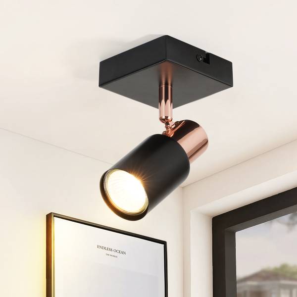 Spot plafond Ahaus 1 ampoules Noir - Métal - 9 x 15 x 9 cm