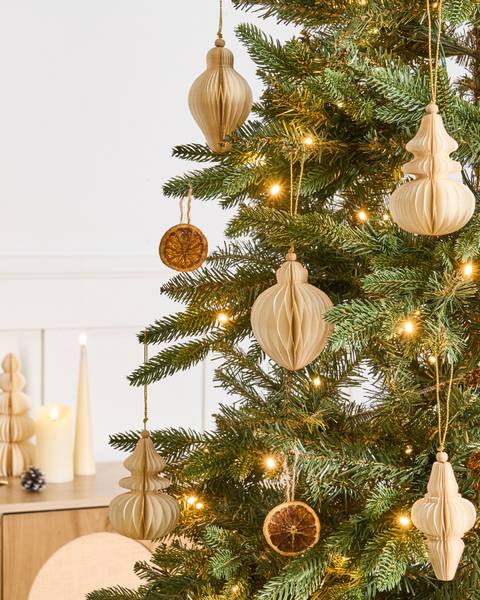 Kerstballen ALTAELVA beige - papier - 8 x 10 x 8 cm