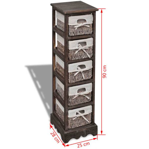 Étagère de rangement 290716-3 Marron - Paulownia - 28 x 90 x 25 cm