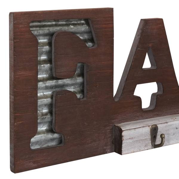 Vestaire murale A91 Family Marron - Bois manufacturé - Métal - En partie en bois massif - 18 x 63 x 4 cm