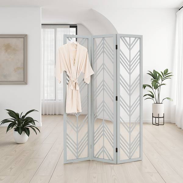 Paravent 2904 Gris - En partie en bois massif - 120 x 170 x 2 cm