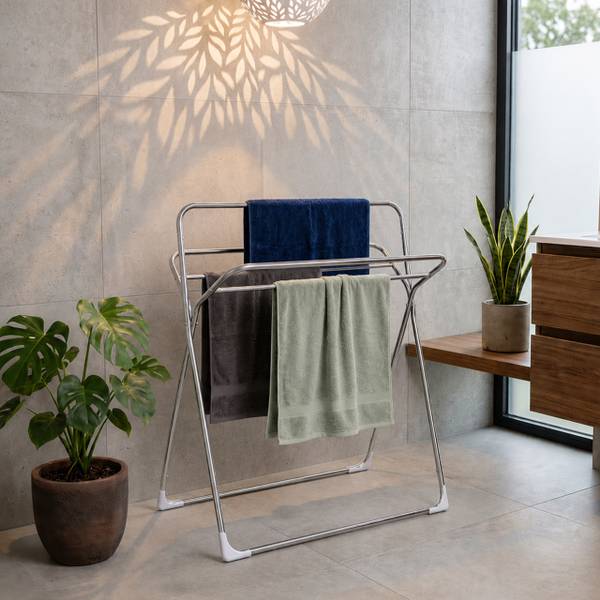 Handtuchständer mit 5 Stangen Silber - Metall - Kunststoff - 79 x 107 x 35 cm