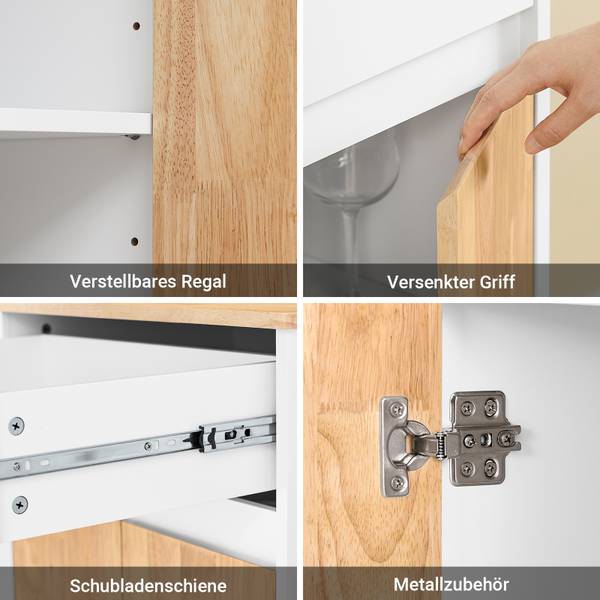 Küchenwagen FKW132-WN Braun - Weiß - Holzwerkstoff - 40 x 90 x 70 cm