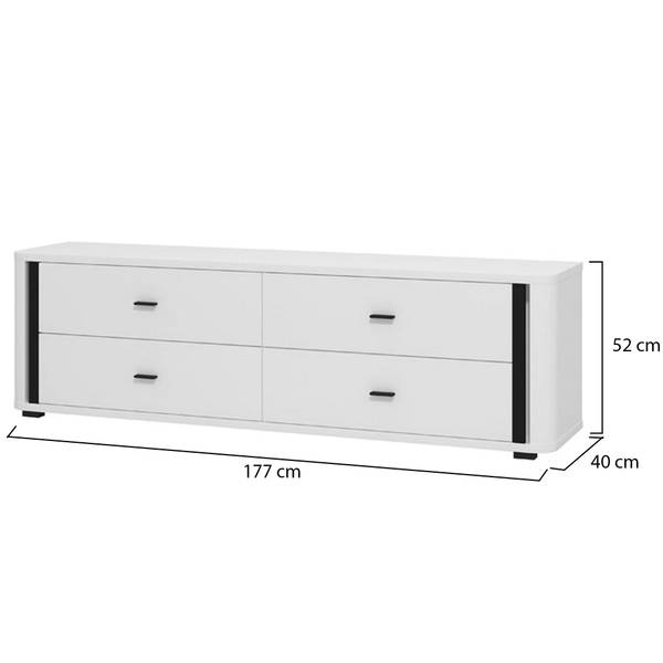 Fernsehtisch Terenzo Weiß - Holzwerkstoff - 40 x 52 x 177 cm