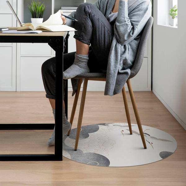 Bodenschutzmatte Kranichflug Schwarz - Vinyl - 100 x 100 cm