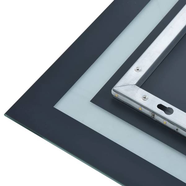 Badezimmerspiegel mit LED 3000284 Silber - Spiegelglas - 60 x 80 x 1 cm
