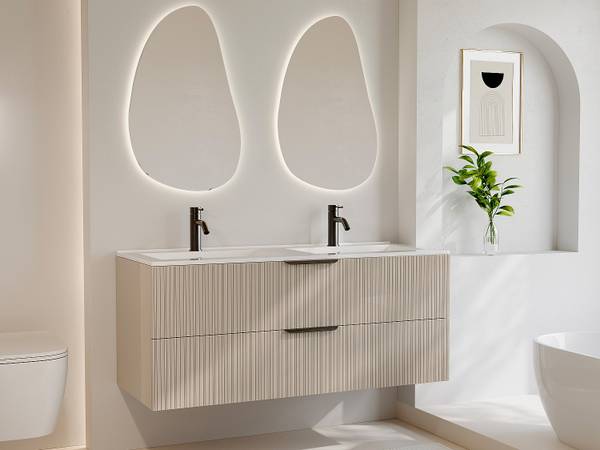 Waschbeckenunterschrank DALIKO Beige - Holz teilmassiv - 120 x 50 x 46 cm