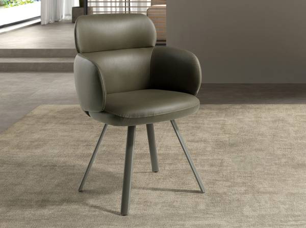 Drehstuhl 4202 Grün - Polyester - Edelstahl - Vinyl - 59 x 84 x 66 cm