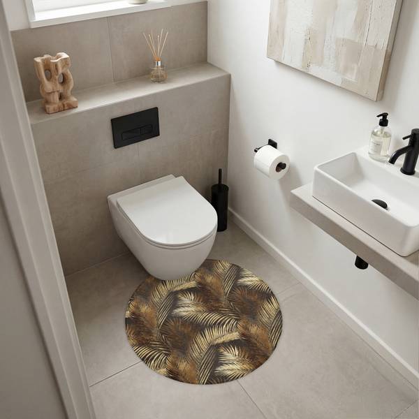 BADEMATTE Palmblätter Gold - Microfaser - 70 x 70 x 1 cm