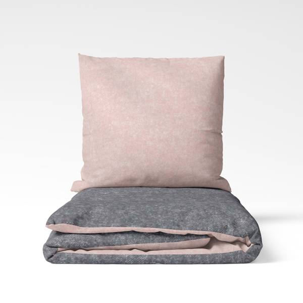 Wende Bettwäsche Rosa Anthrazit - Biber 135 x 200 cm