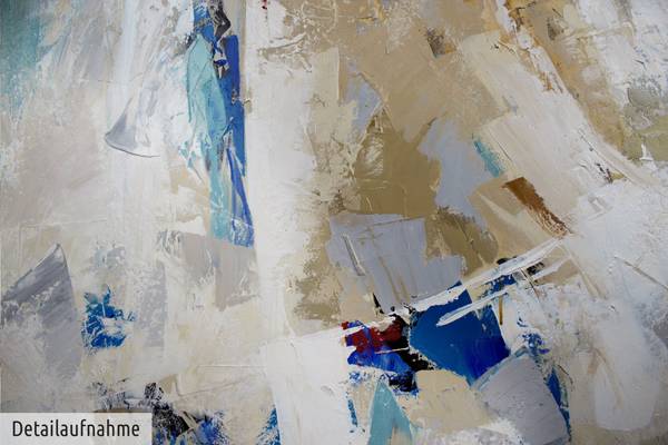 Acrylbild Handgemalt Frau Jec Blau - Baumwollstoff - 60 x 120 x 4 cm