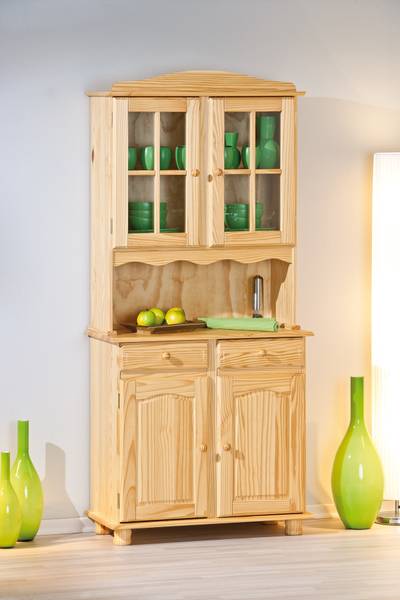 Vitrinenschrank Alican Braun - Massivholz - 88 x 198 x 43 cm