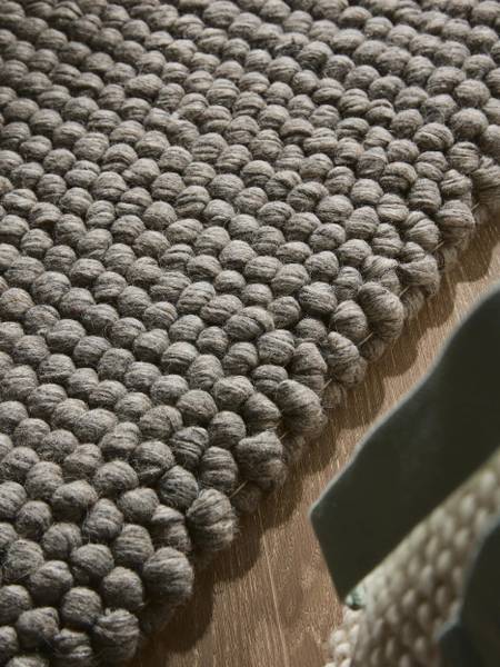 Handgewebter Wollteppich Läufer Beads Grau - 70 x 200 cm
