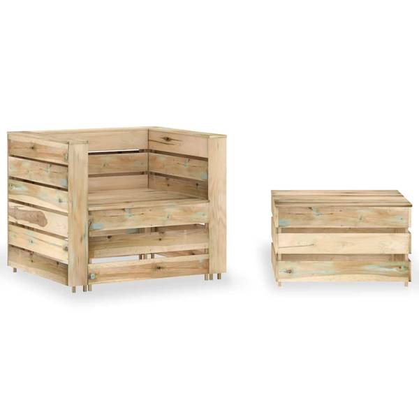 Garten-Lounge-Set 3011726-4 (2-teilig) Braun - Kiefer - 60 x 37 x 62 cm
