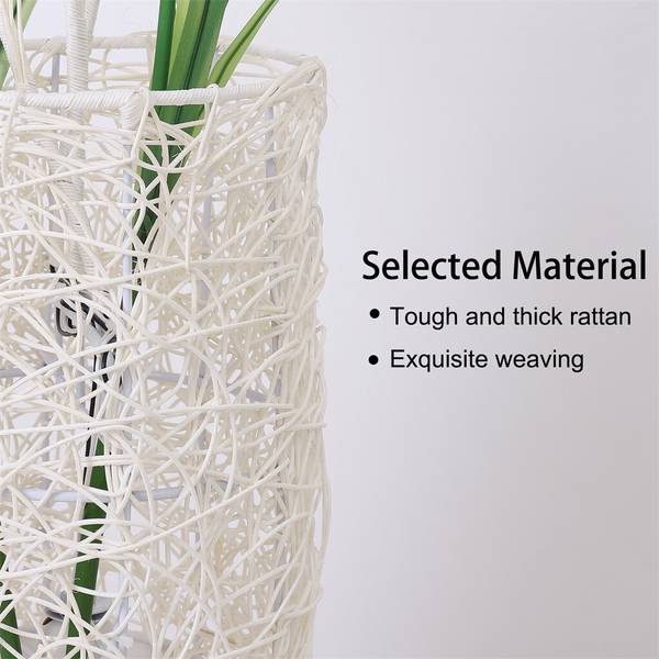 Staande lampe Lumiflora wit - rotan - 20 x 109 x 20 cm