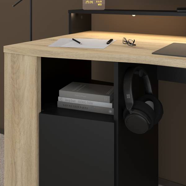 Gamingtisch Meta Schwarz - Braun - Holzwerkstoff - Metall - 152 x 88 x 62 cm