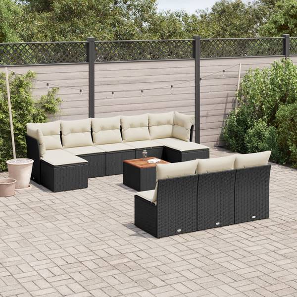 Loungeset 3035668 set van 11 zwart - crèmekleurig - wit