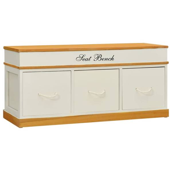 Sitzbank D3129 Weiß - Massivholz - 35 x 45 x 100 cm