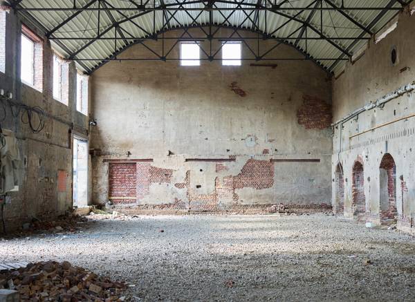 Fotobehang Industriehal beige - bruin - grijs - vinyl - 350 x 255 x 1 cm