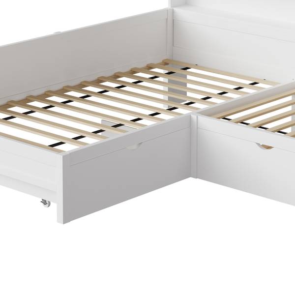 Holz-Plattformbett Selene Ⅰ Weiß - Holzwerkstoff - 225 x 82 x 315 cm