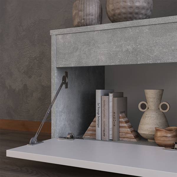 Wohnwand Berno 57824 Beton Dekor - Reinweiß