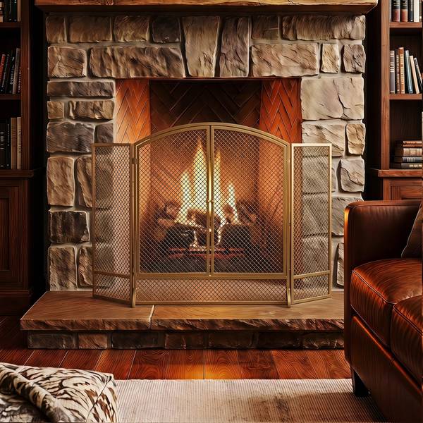 Kaminschutzgitter 820-506V00GD Gold - Metall - 10 x 75 x 122 cm